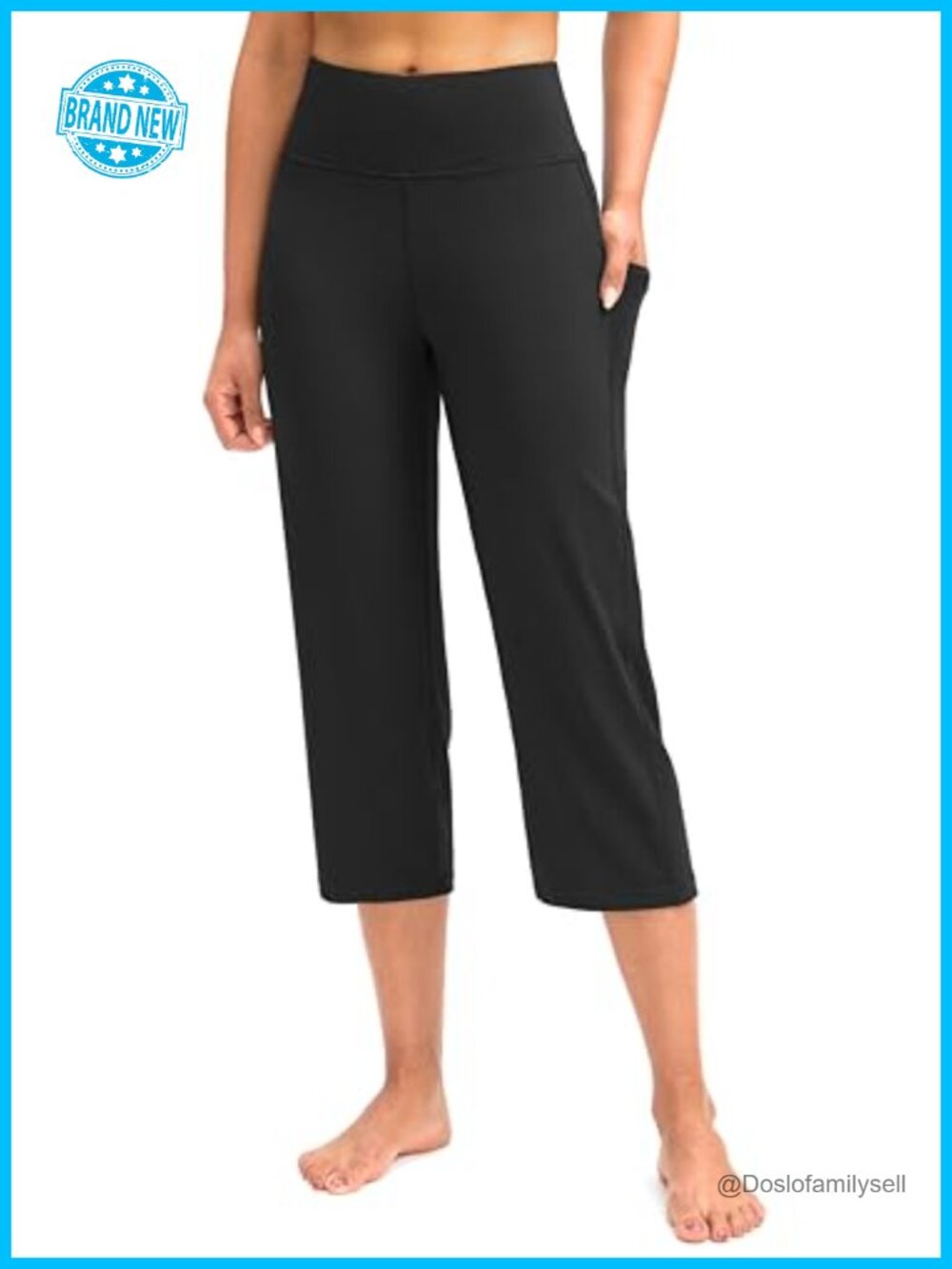 Women's High Waist Capri Workout Yoga Pants with Pockets Tummy Control Crop